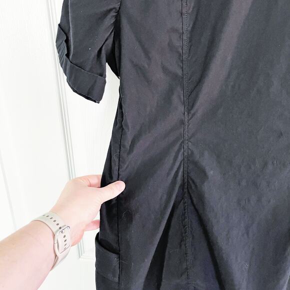 Maeve by Anthropologie Black Short-Sleeve Collared Mini Shirt Dress - Picture 9 of 10